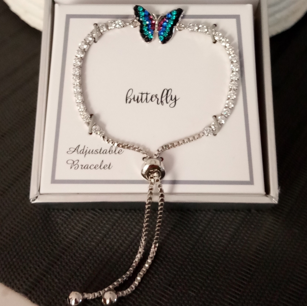 New Silver Butterfly Adjustable Bracelet